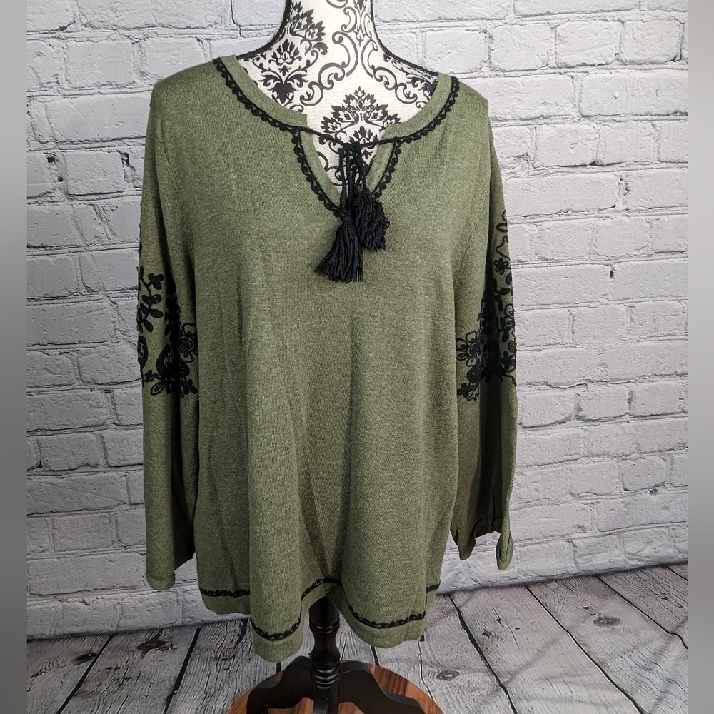 Style & Co Women's Stretch Knit Long Sleeve Stretch Knit Size 3x Tie Front Bb19 - Picture 1 of 10